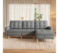 TIZZ Sofá esquinero con espacio de almacenamiento, sofá chaise longue intercambiable, sofá esquinero de 3 plazas, tela no tejida, para apartamento pequeño, sofá con compartimento de almacenamiento