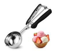 TJ POP Cuchara grande para helado de 7 cm - Cuchara para galletas de acero inoxidable con fácil liberación de gatillo, buen agarre para helado, bolas de melón, albóndigas y puré de papas