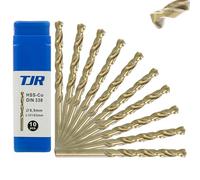 TJR® HSS-E M35 Ø 6,5 mm Kobalt Broca en espiral Set 10 Piezas, Autocentrante, Acero rápido, DIN 338 Tipo N, Corte de 135°, Para taladrado de metal para acero, acero inoxidable y hierro fundido