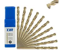 TJR® HSS-E M35 - Juego de brocas en espiral de cobalto de 6 mm de diámetro, 10 unidades, autocentradas, acero rápido, DIN 338 tipo N, corte divisor de 135°, perforación de metal para acero
