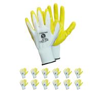 TK Gloves CHEETAH/Guantes de montaje/Talla 10, 12 Pares/Amarillo Blanco/Guantes/Guantes de Montaje/Guantes de Trabajo/Guante de Protección de Nitrilo
