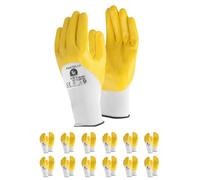 TK Gloves MANTELLA/Guantes de montaje/Talla 10, 12 Pares/Amarillo Blanco/Guantes/Guantes de Montaje/Guantes de Trabajo/Guante de Protección de Nitrilo