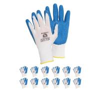 TK Gloves RABBIT/Guantes de montaje/Guante protector de poliéster recubierto de látex/Talla 10, 12 pares/Azul Blanco/Guantes de montaje/Guantes de trabajo