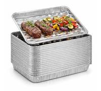 TK Gruppe Timo Klingler Bandeja para barbacoa de 20 unidades, desechable de aluminio para asar, bandeja de aluminio aprox. 34 x 23 cm, bandeja colectora de grasa, parrilla de gas (20 x (340 x 230 x 25