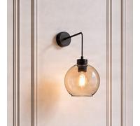 TK Lighting Aplique de pared Cubus, negro/ámbar, cristal, Ø 18 cm, E27