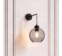 TK Lighting Aplique de pared Cubus, negro/gris humo, cristal, 30 cm de altura, E27
