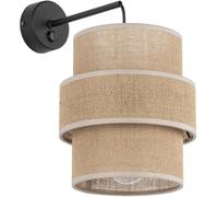 TK Lighting Aplique de pared Calisto, Jute, marrón natural, interruptor