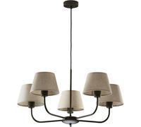 TK Lighting Lámpara de araña Chicago, pantallas de lino 5 luces