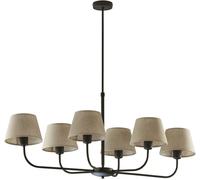TK Lighting Lámpara de araña Chicago, pantallas de lino 6 luces