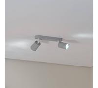 TK Lighting Downlight Livia, gris, 35 cm, 2 luces, metal, GU10