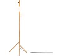 TK Lighting Lámpara de pie Estera, cristal opalino, marco de madera, 132 cm, 3 luces
