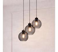 TK Lighting Lámpara colgante Cubus, Ø 50 cm, 3 luces, gris ahumado, cristal