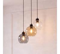 TK Lighting Lámpara colgante Cubus, Ø 50 cm, 3 luces, transparente/marrón miel, cristal