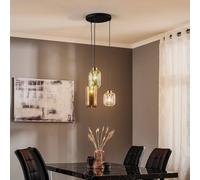 TK Lighting Lámpara colgante Marco Green, 3 luces, transparente/verde/marrón