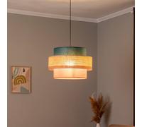 TK Lighting Lámpara colgante Trio, pantalla de yute, petróleo/marrón natural/naranja Ø