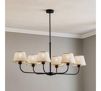 TK Lighting Lámpara de araña Chicago, pantallas de lino 6 luces