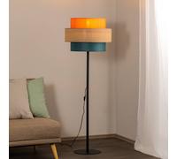 TK Lighting Lámpara de pie Trio, pantalla de yute, naranja/marrón natural/petróleo