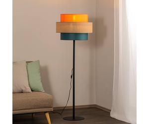 TK Lighting Lámpara de pie Trio, pantalla de yute, naranja/marrón natural/petróleo