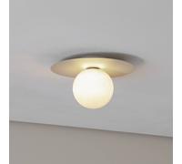 TK Lighting Lámpara de techo Pixie, beige, cristal, Ø 25 cm, esfera, G9