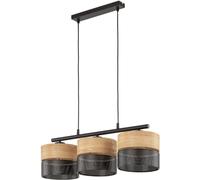 TK Lighting Nicol lámpara colgante 3x15 W negro-madera 4801