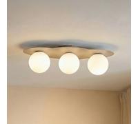 TK Lighting Plafón Cloud, beige, 3 luces, cristal, longitud 51 cm, G9