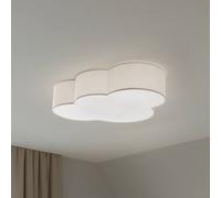 TK Lighting Plafón Cloud, beige, 63 cm de largo, textil, nube, E27