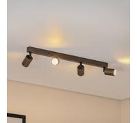 TK Lighting Plafón downlight Top, regulable, marrón, 4 luces lineales