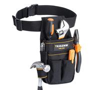 TKIGZNW Bolsa de herramientas de bolsillo, construcción de 6 bolsas y 9 bucles para destornilladores, bolsa de herramientas resistente con cinturón ajustable para electricidad Black