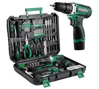 TLGREEN Caja Herramientas con Destornillador Electrico/Taladro bateria 12V | Maletin Herramientas Completa 138 Piezas,Kit Juego de herramientas profesionales, para Bricolaje y Arreglos Diarios, verde