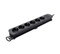 TM Electron TMUAD206BK, Base Múltiple de 6 Tomas con Interruptor, 1, Negro