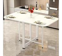 TMDFDG Mesa de Comedor Plegable, Mesa de Cocina Extensible Multifunción con Hoja Abatible, Mesa Auxiliar de Madera para Ahorrar Espacio, Color Blanco