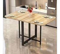 TMDFDG Mesa Plegable de Cocina y Comedor, Mesa Extensible de Madera Negra, 100x60x75cm y 120x70x75cm, 2 Hojas, 2 a 6 Personas, Resistente y Duradero