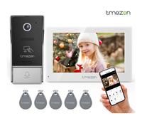 TMEZON 7 pulgadas Tuya App 1080P Wifi sistema de intercomunicación de videoportero inteligente con timbre con cable aplicación/contraseña/pantalla táctil deslizante de tarjeta 1 monitor 1doorbell