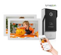 TMEZON 7 pulgadas Tuya App 1080P Wifi sistema de intercomunicación de videoportero inteligente con timbre con cable aplicación/contraseña/pantalla táctil deslizante de tarjeta