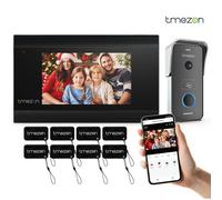 TMEZON Videoportero WiFi 2 Hilos,1080P IP Sistema de intercomunicación con 7 zoll Monitor de Pantalla táctil y Timbre con Cable,Desbloqueo por aplicación/Tarjeta,Detección de Movimiento