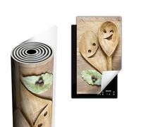 TMK ArtDeko Cubre Vitrocerámica de Induccion 30 x 52 cm - Tapa Protectora - Placa protectora vitroceramica induccion Vinilo, Cuchara de madera
