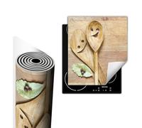 TMK ArtDeko Cubre Vitrocerámica de Induccion 45 x 52 cm - Tapa Protectora - Placa protectora vitroceramica induccion Vinilo, Cuchara de madera