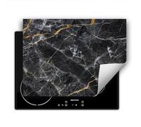 TMK ArtDeko Cubre Vitrocerámica de Induccion 70 x 52 cm - Tapa Protectora - Placa protectora vitroceramica induccion Vinilo, Mármol negro