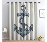 TMMDH Cortinas Opacas Ancla Marinero, Cortinas Salon Modernas 2 Piezas 200x245 CM Navegación Cortinas Termicas Aislantes Frio y Calor Blackout Curtains con Ojales Cortinas para Dormitorio/Comedor