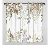 TMMDH Cortinas Opacas Blanco Hojas Imprimir, Cortinas Salon Modernas 2 Piezas 200x260 CM Cortinas Termicas Aislantes Frio y Calor Blackout Curtains con Ojales Cortinas para Dormitorio/Comedor