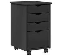 Tmriohed Armario con ruedas gris 34 x 39 x 56 cm - Cajonera móvil de madera de pino maciza con 4 cajones - Armario de oficina compacto y armario auxiliar para estudio y oficina