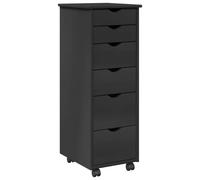 Tmriohed Armario con ruedas gris 34 x 39 x 93,5 cm - Cajonera móvil de madera maciza de pino con 6 cajones - Armario auxiliar y contenedor de oficina para estudio y oficina en casa