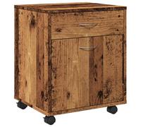 Tmriohed Cajonera con ruedas, aspecto de madera vieja, 45 x 38 x 54 cm, armario móvil de madera con 4 ruedas, carrito auxiliar y contenedor de escritorio para la oficina en casa