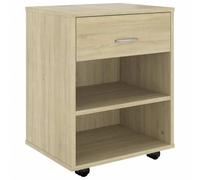Tmriohed Cajonera con ruedas de roble Sonoma, 46 x 36 x 59 cm, armario móvil con ruedas de madera, armario de oficina con 4 ruedas, armario auxiliar y mesa de impresión para oficina y estudio