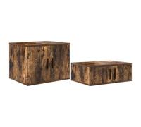 Tmriohed Juego de 2 armarios de almacenamiento de roble ahumado, 127 x 41 x | Modernos armarios auxiliares con puertas con bisagras y estantes abiertos para un orden flexible en la sala de estar o