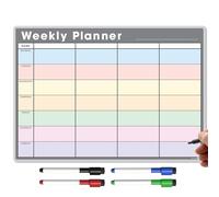 TMS - Planificador semanal magnético A4, calendario de nevera de borrado en seco, pizarra blanca para organizar tareas diarias, planificación de comidas o planes de negocios en oficinas, con 4
