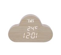 TNB JOY - Reloj LED con 3 alarmas en la nube - efecto madera