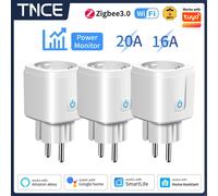 TNCE TUYA enchufe europeo wifi o zigbee3.0 enchufe inteligente 16/20A Monitor de potencia función de sincronización Control de voz funciona con Alexa Google Home