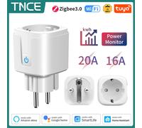 TNCE Tuya Wifi/Zigbee3.0 enchufe inteligente enchufe de la UE 16/20A Monitor de potencia Control remoto aplicación Smart Life Control remoto Alexa