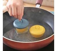 Tnfeeon Juego de Cocedor de Huevos Antiadherente de Tazas para Escalfar Huevos de Silicona, 4 Piezas de Escalfador de de Plástico con Tapa y Cepillo, 2.6 X 2.8 Pulgadas, para Cocinar en el Desayuno